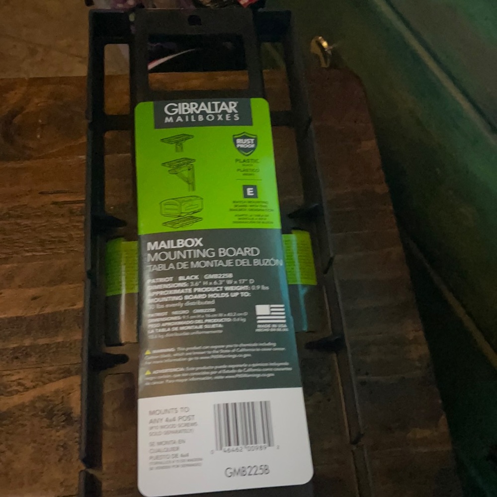 NEW Gibraltar Steel Mailbox Mounting Board Black 4.6 H x 6.3 W x 17 D GMab225B